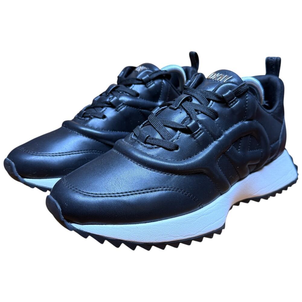 DKNY Nix Women's Size 7.5 Black Lace Up Sneaker Everyday Lifestyle Shoes PAF2305